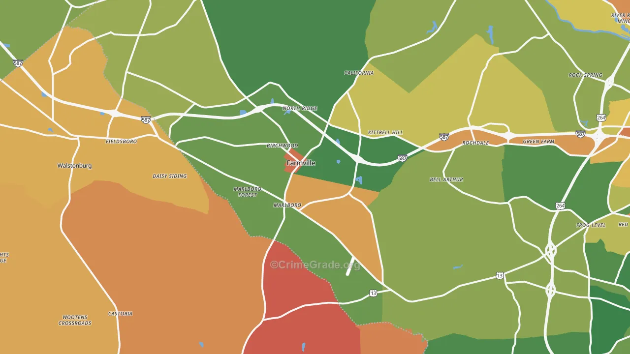 Farmville, NC Map of Burglary Rates