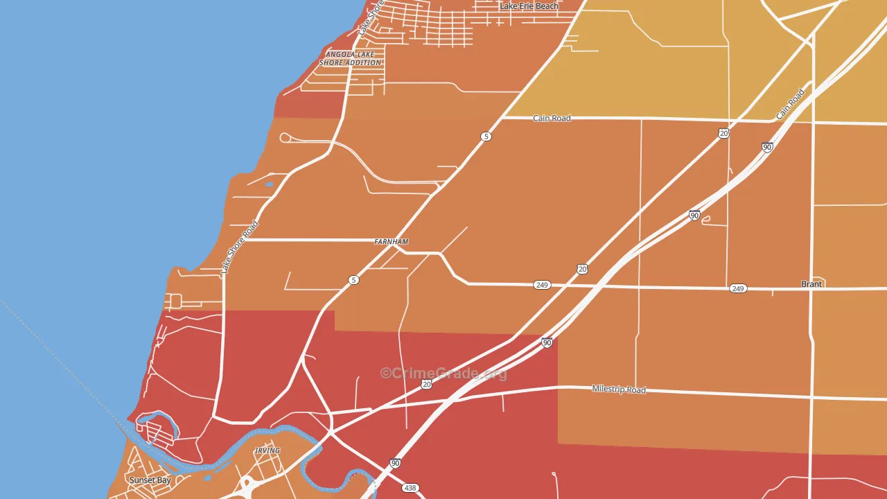 Farnham, NY Map of Burglary Rates