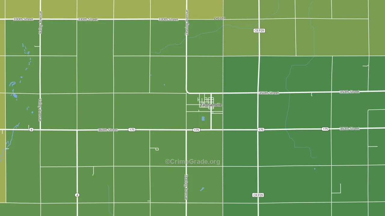 Farnhamville, IA Map of Burglary Rates
