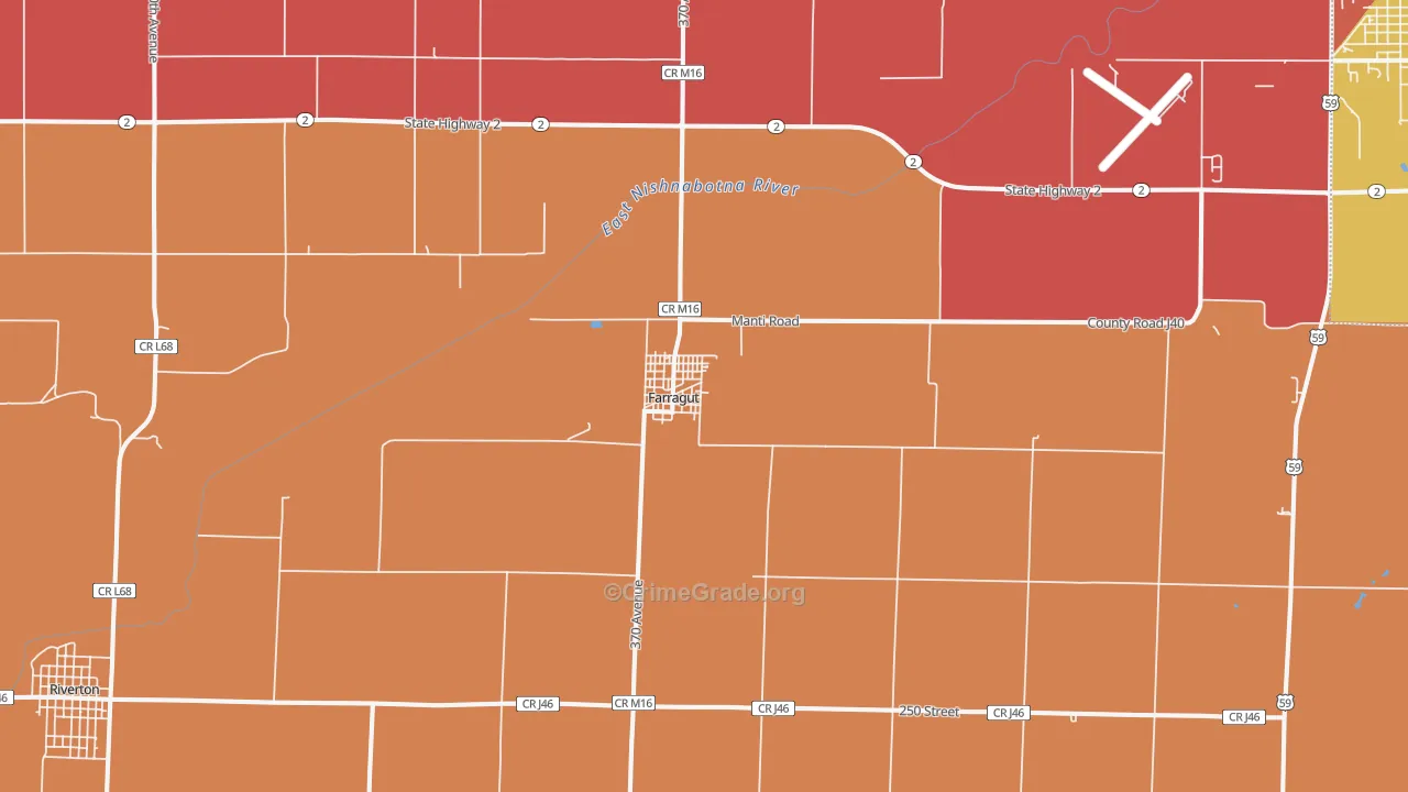 Farragut, IA Map of Burglary Rates