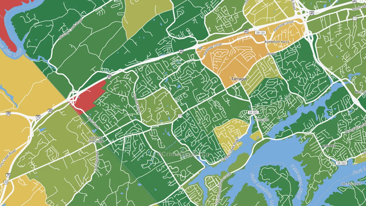 Farragut, TN Map of Burglary Rates