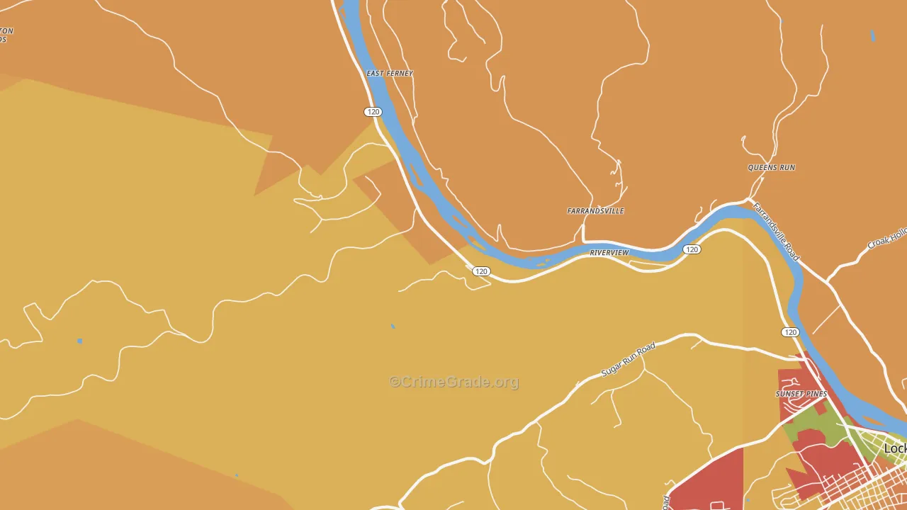 Farrandsville, PA Map of Burglary Rates