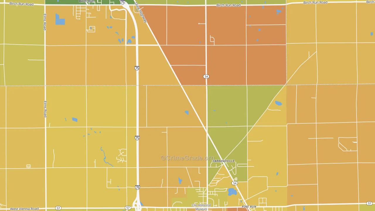 Farrandville, MI Map of Burglary Rates