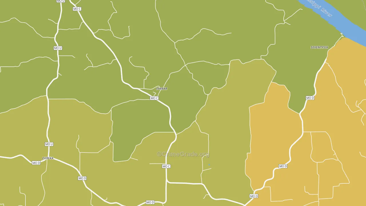 Farrar, MO Map of Burglary Rates