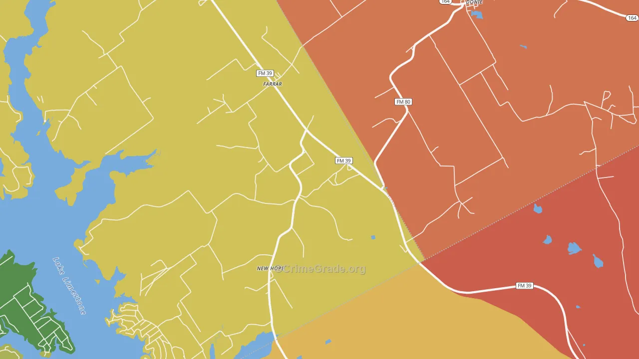 Farrar, TX Map of Burglary Rates