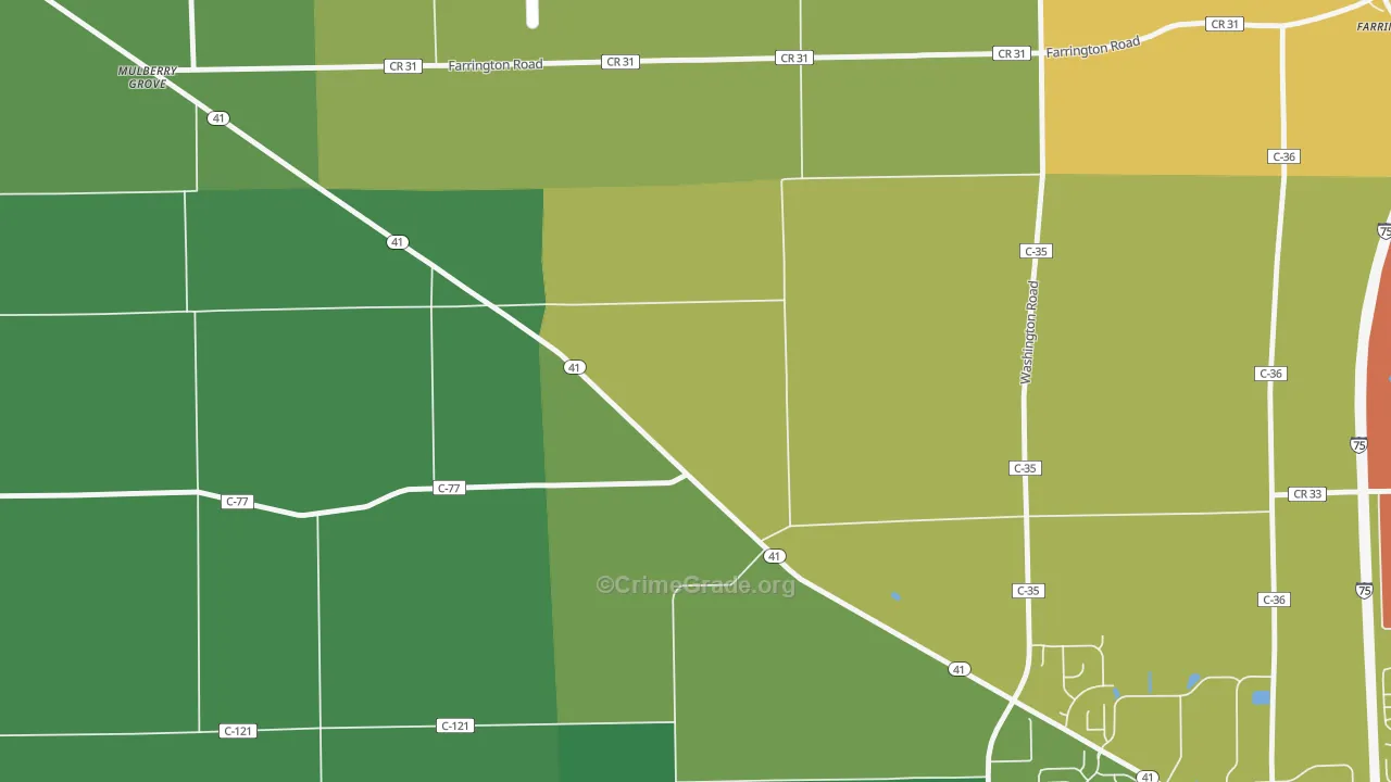 Farrington, OH Map of Burglary Rates