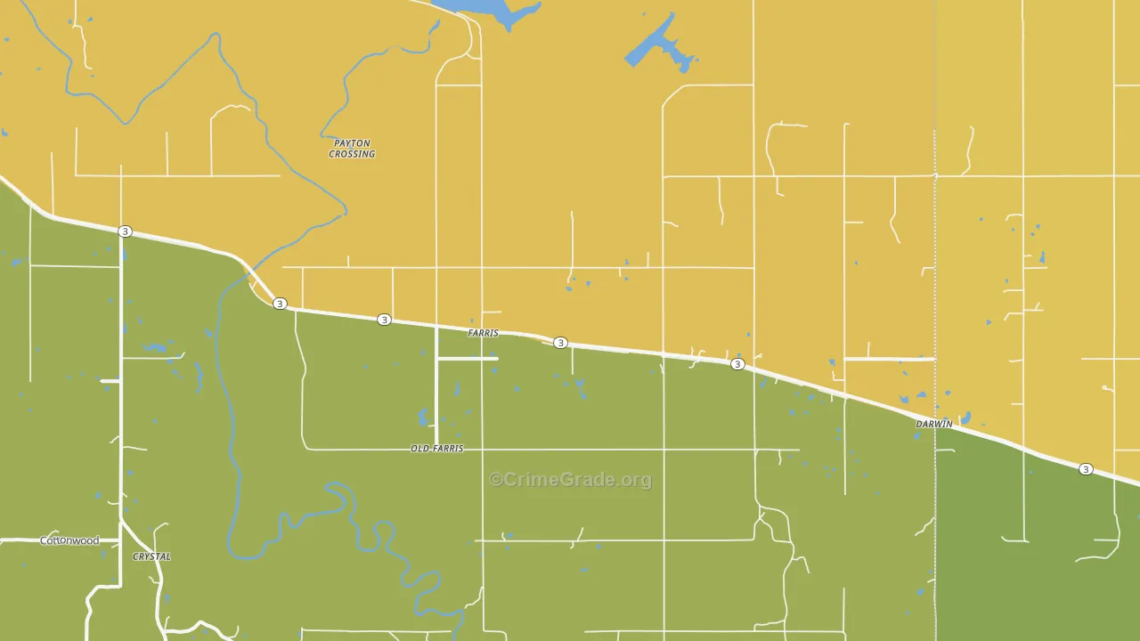 Farris, OK Map of Burglary Rates