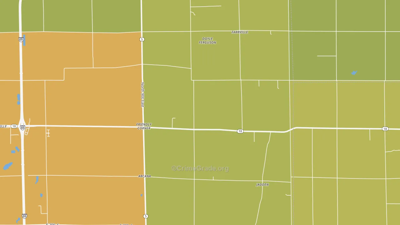 Farrville, IN Map of Burglary Rates