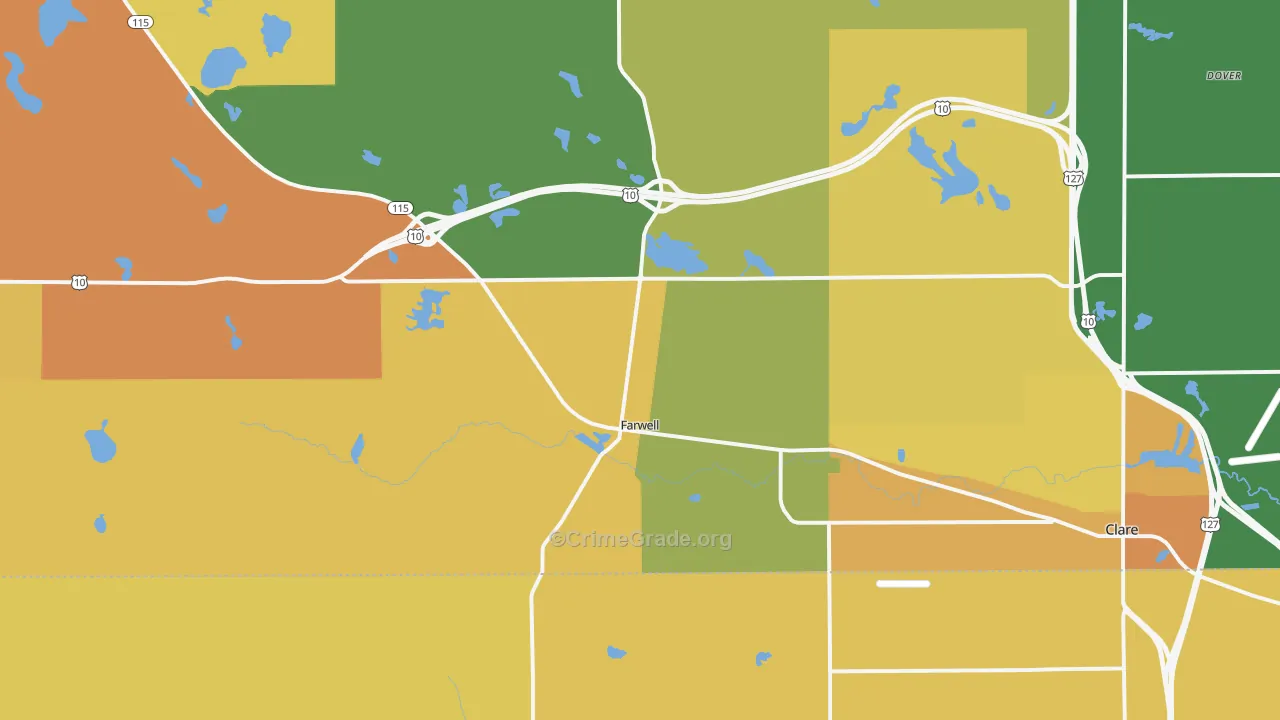 Farwell, MI Map of Burglary Rates