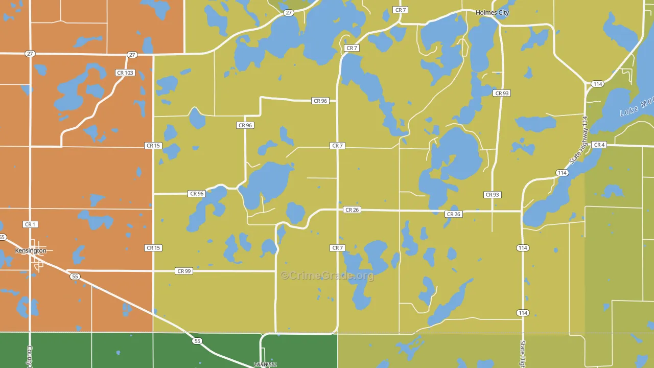 Farwell, MN Map of Burglary Rates