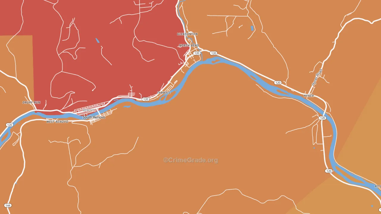 Farwell, PA Map of Burglary Rates