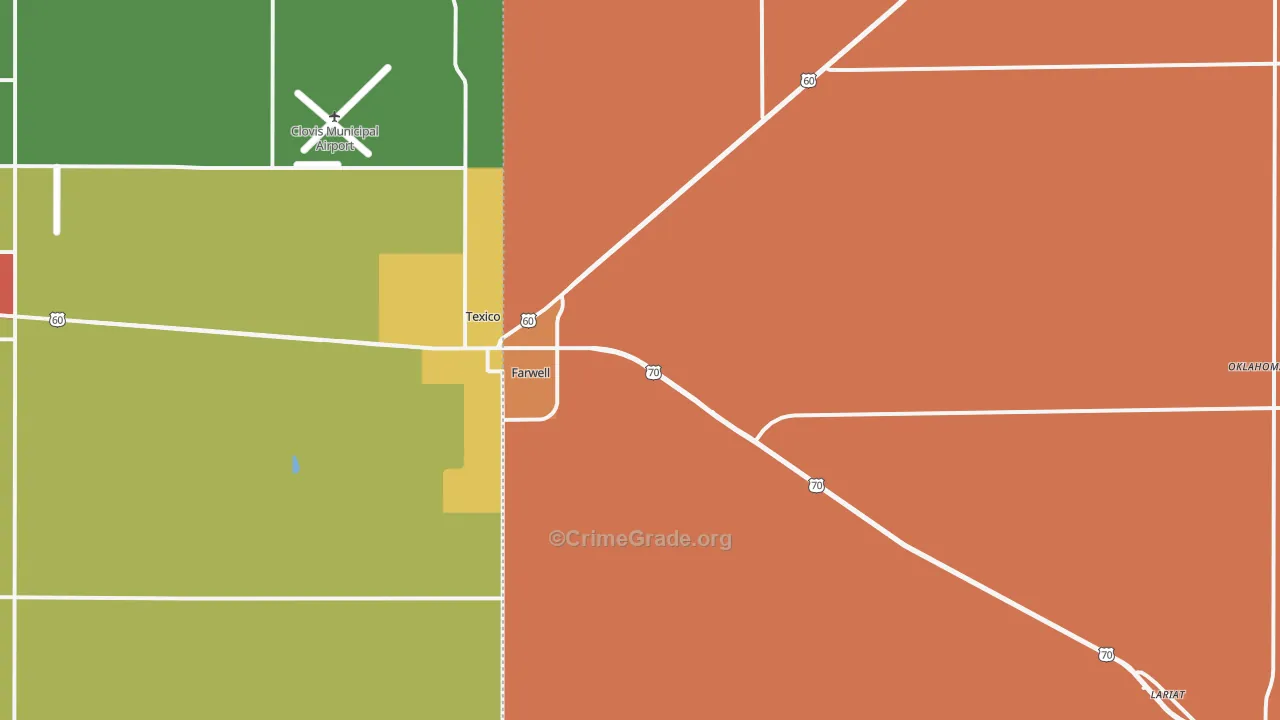 Farwell, TX Map of Burglary Rates