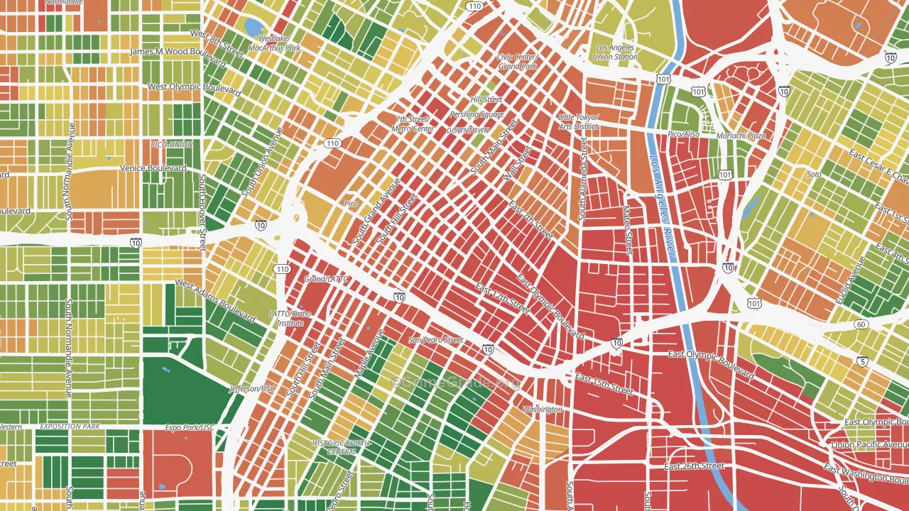 Fashion District, Los Angeles, CA Map of Burglary Rates