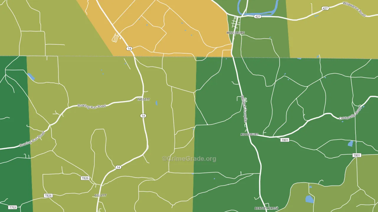Fassett, PA Map of Burglary Rates