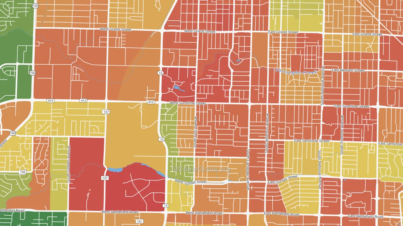 Fassnight, Springfield, MO Map of Burglary Rates