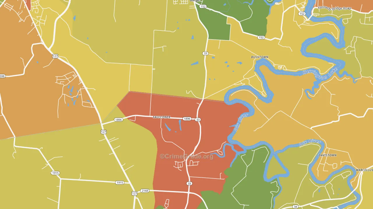 Faulconer, KY Map of Burglary Rates