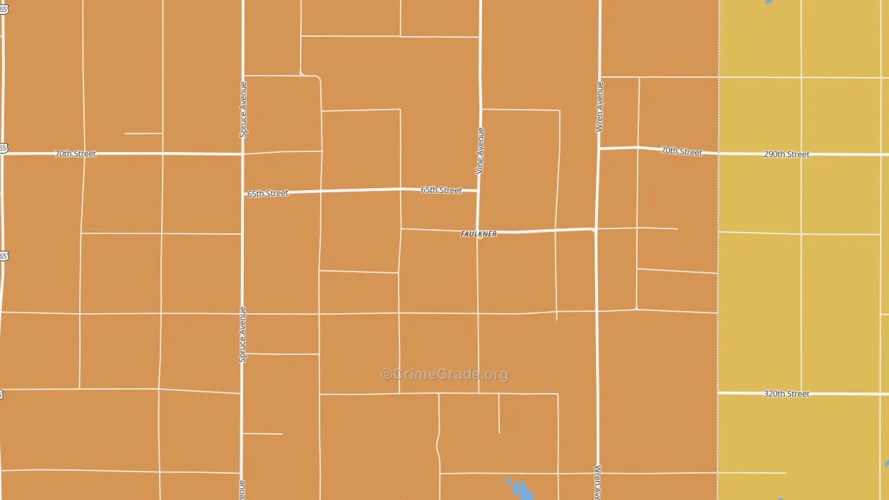 Faulkner, IA Map of Burglary Rates