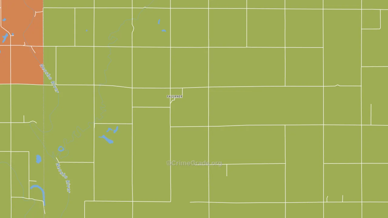 Faulkner, KS Map of Burglary Rates