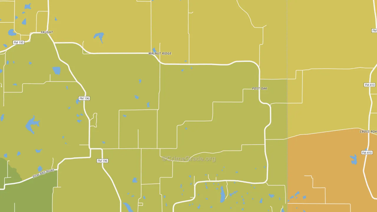Faulkner, TX Map of Burglary Rates