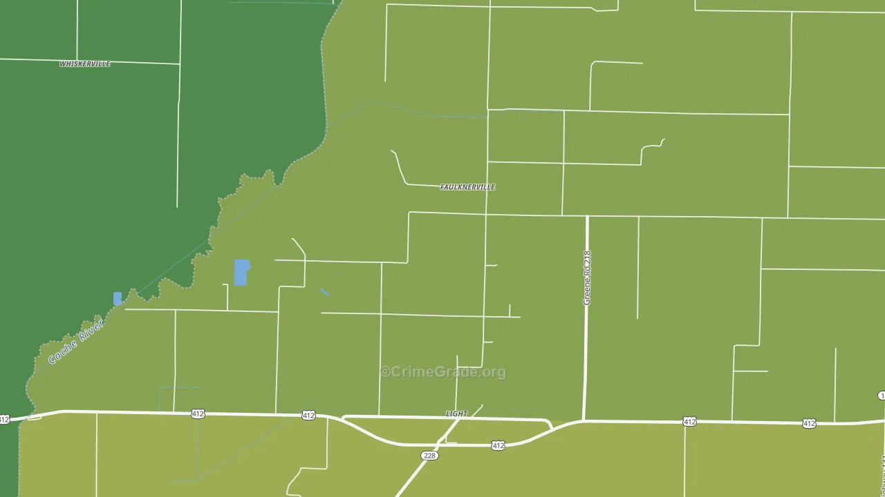 Faulknerville, AR Map of Burglary Rates