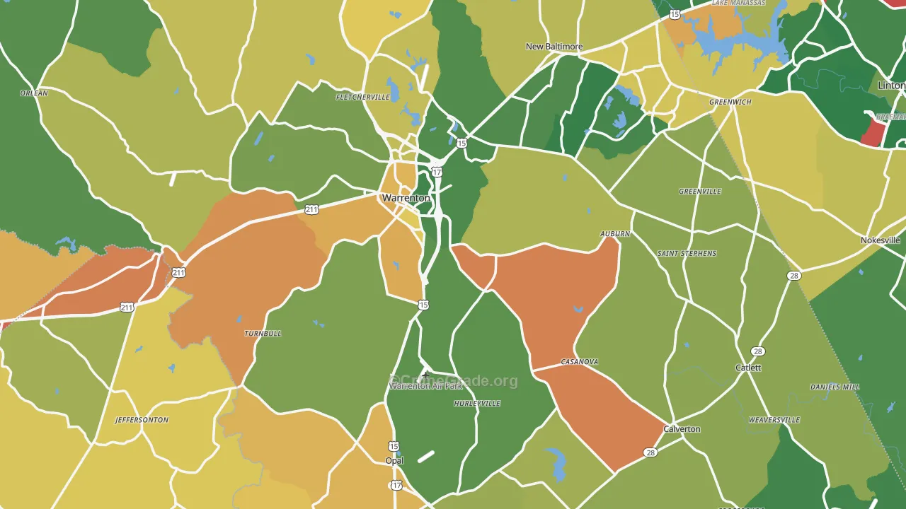 Fauquier County, VA Map of Burglary Rates