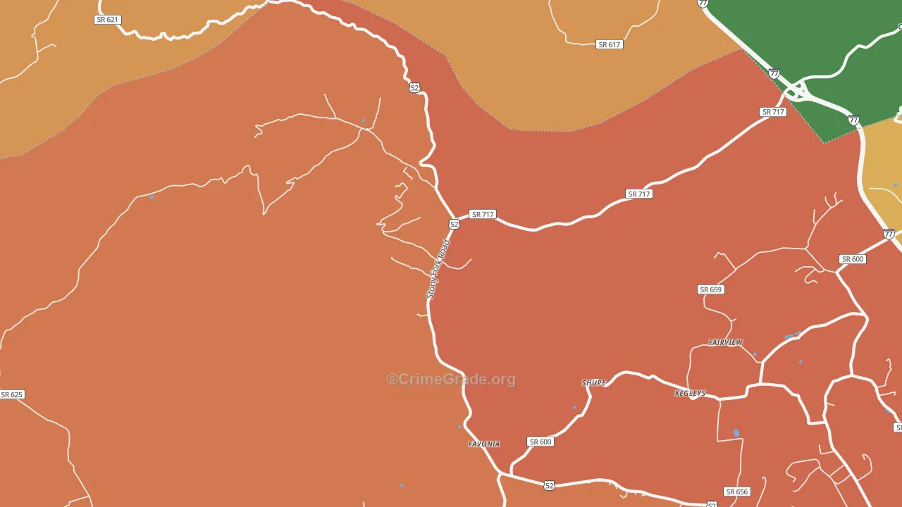 Favonia, VA Map of Burglary Rates