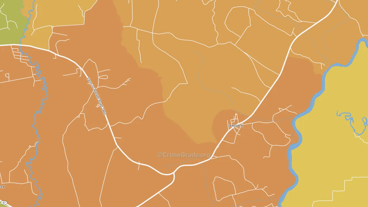 Fawil, TX Map of Burglary Rates