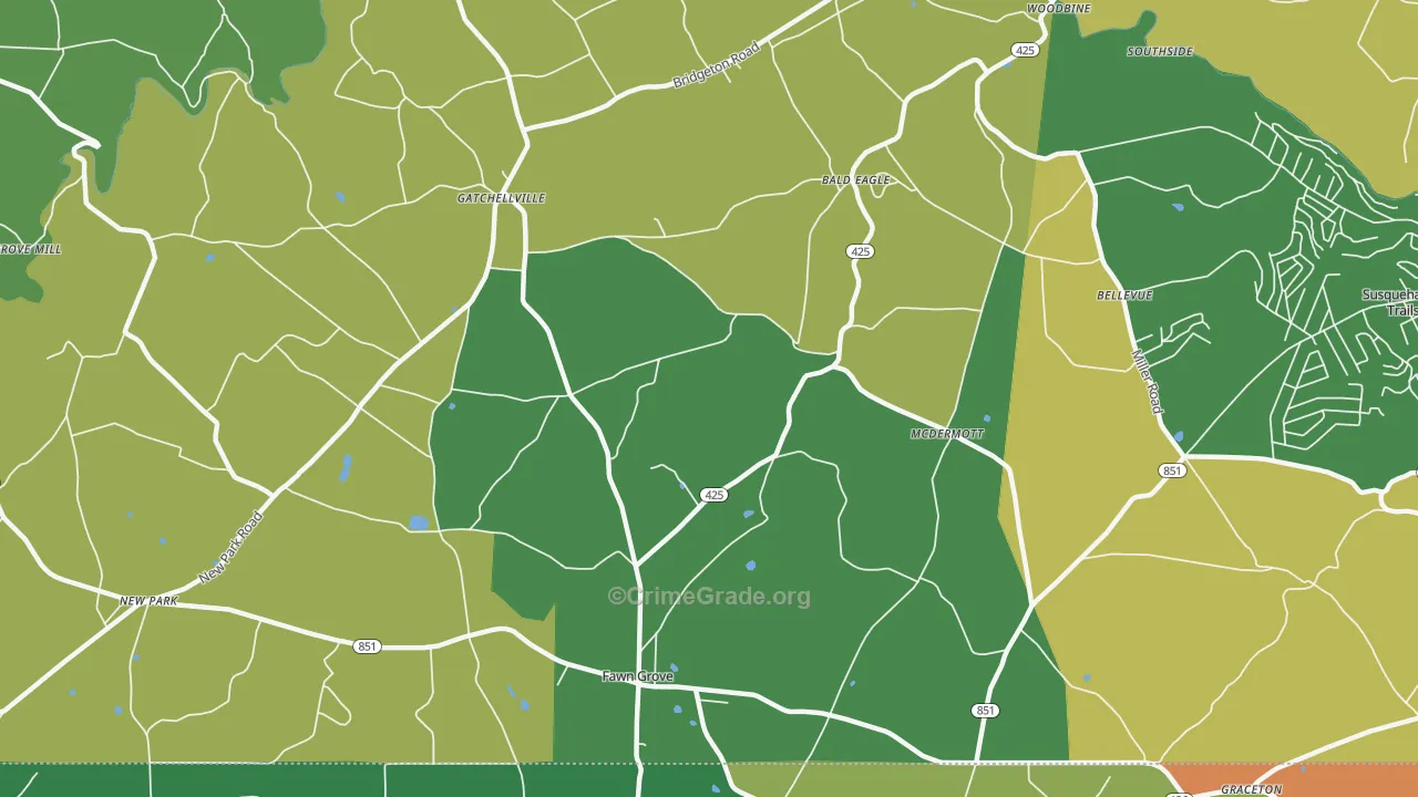 Fawn Grove, PA Map of Burglary Rates