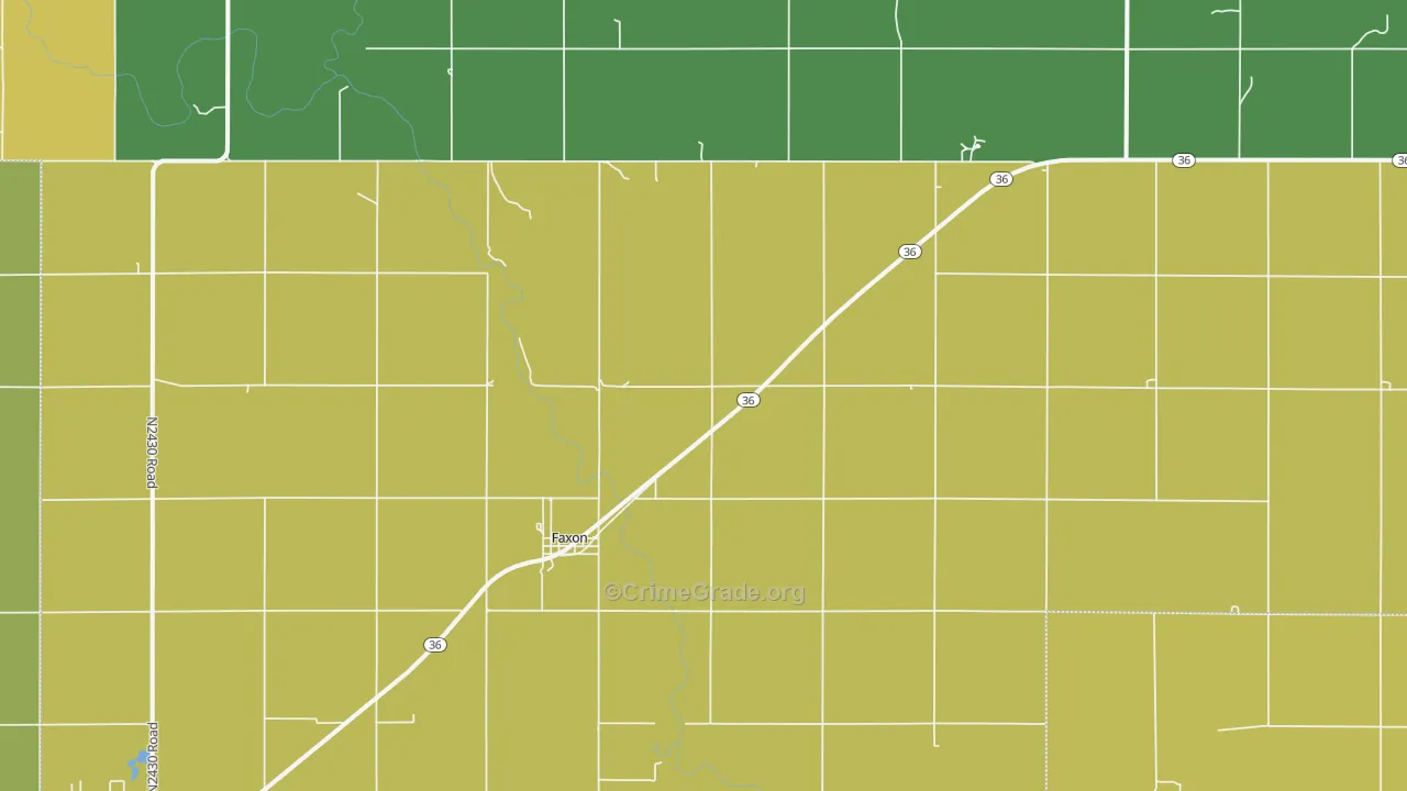 Faxon, OK Map of Burglary Rates