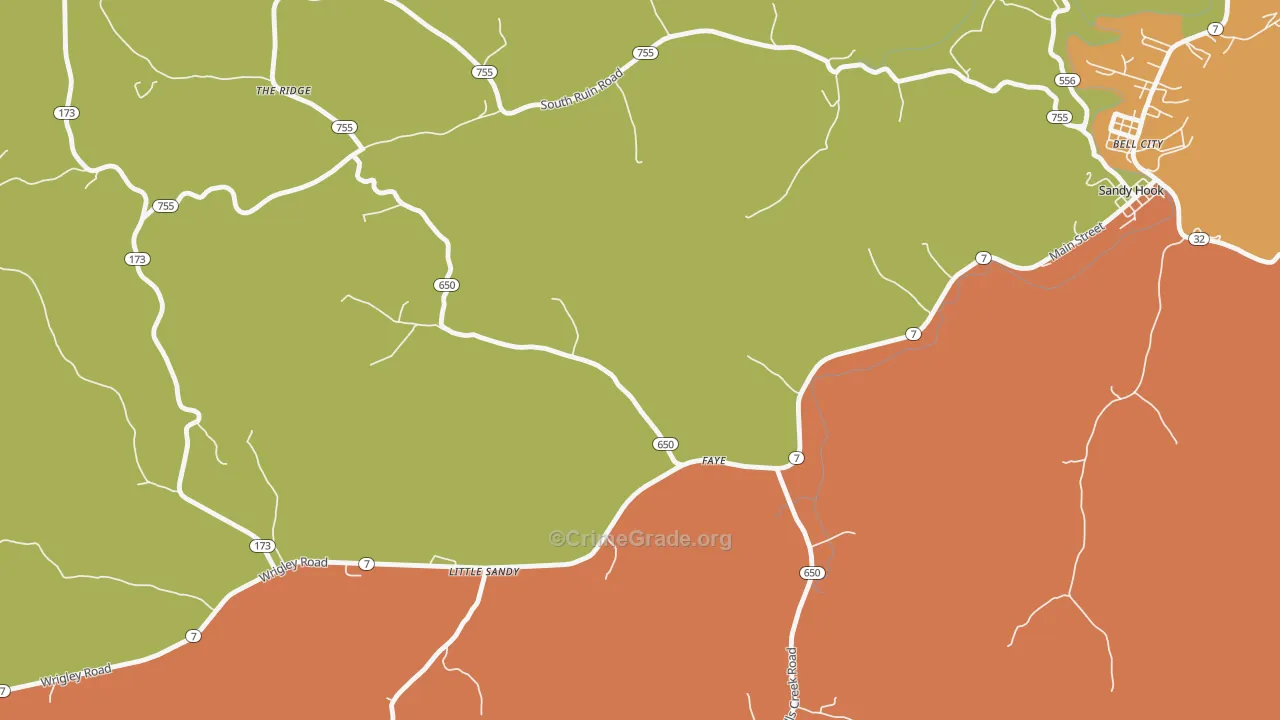 Faye, KY Map of Burglary Rates