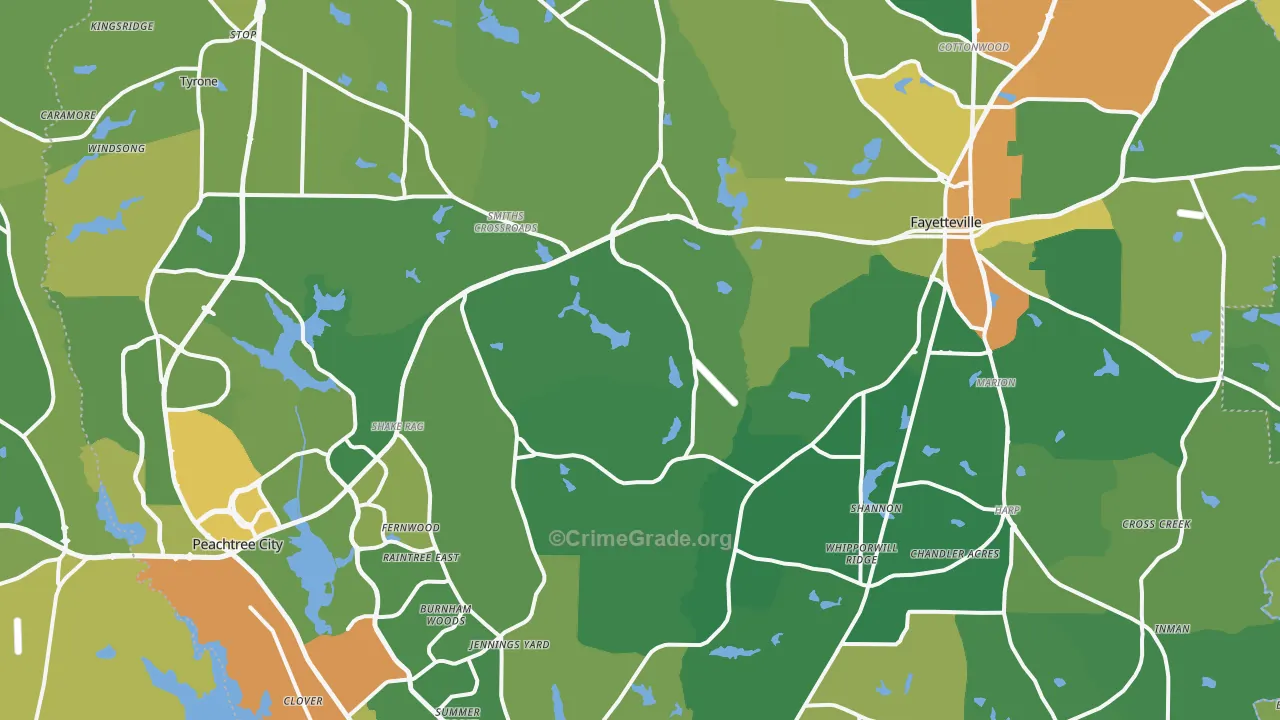 Fayette County, GA Map of Burglary Rates