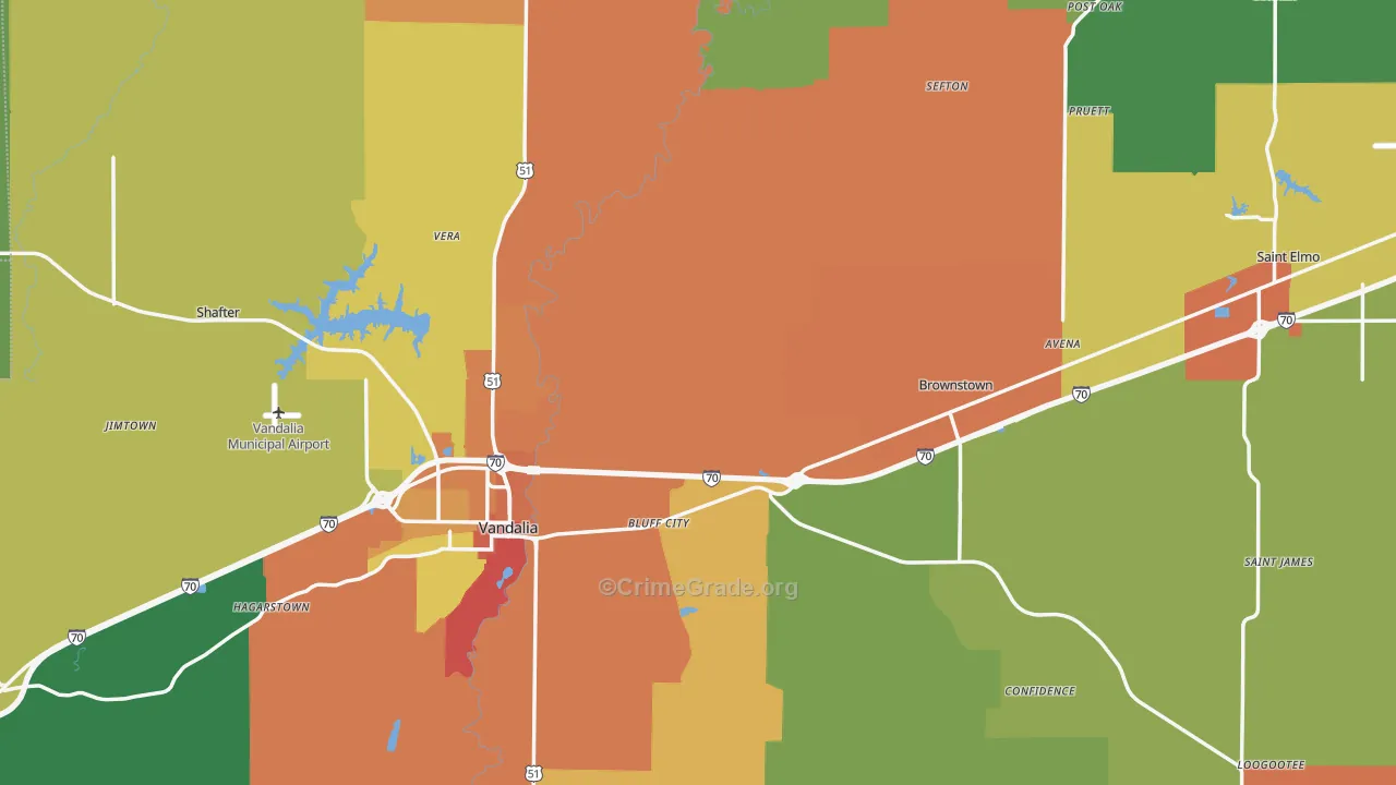 Fayette County, IL Map of Burglary Rates