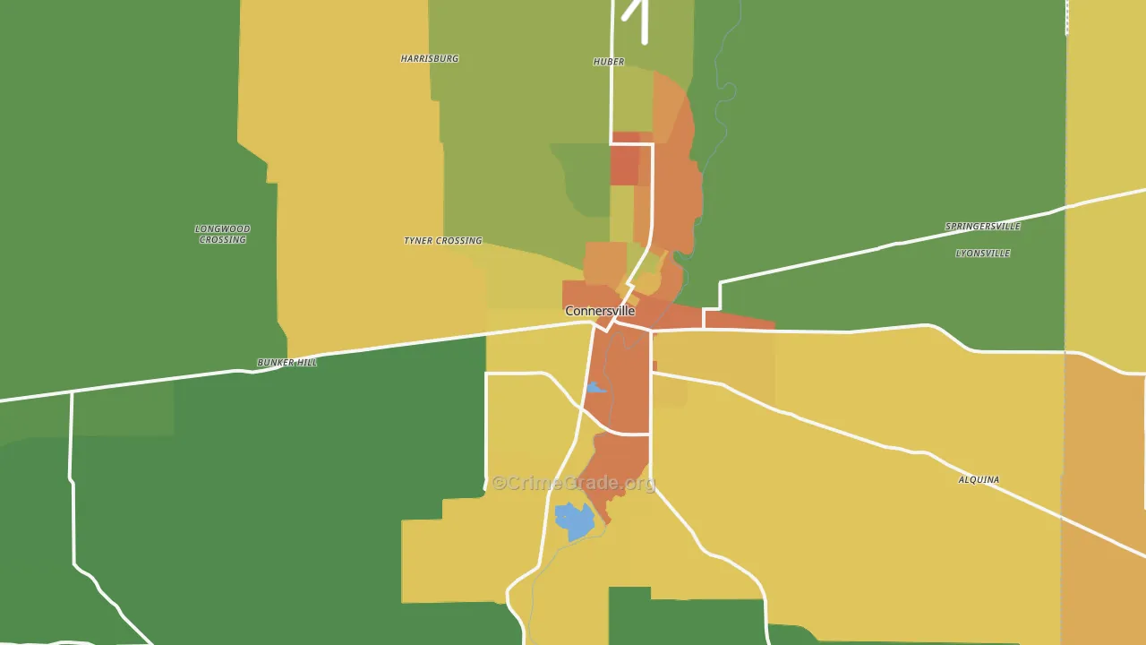 Fayette County, IN Map of Burglary Rates
