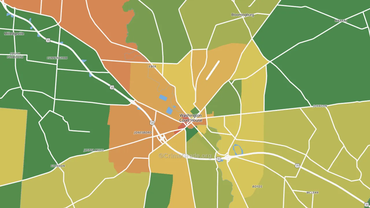 Fayette County, OH Map of Burglary Rates