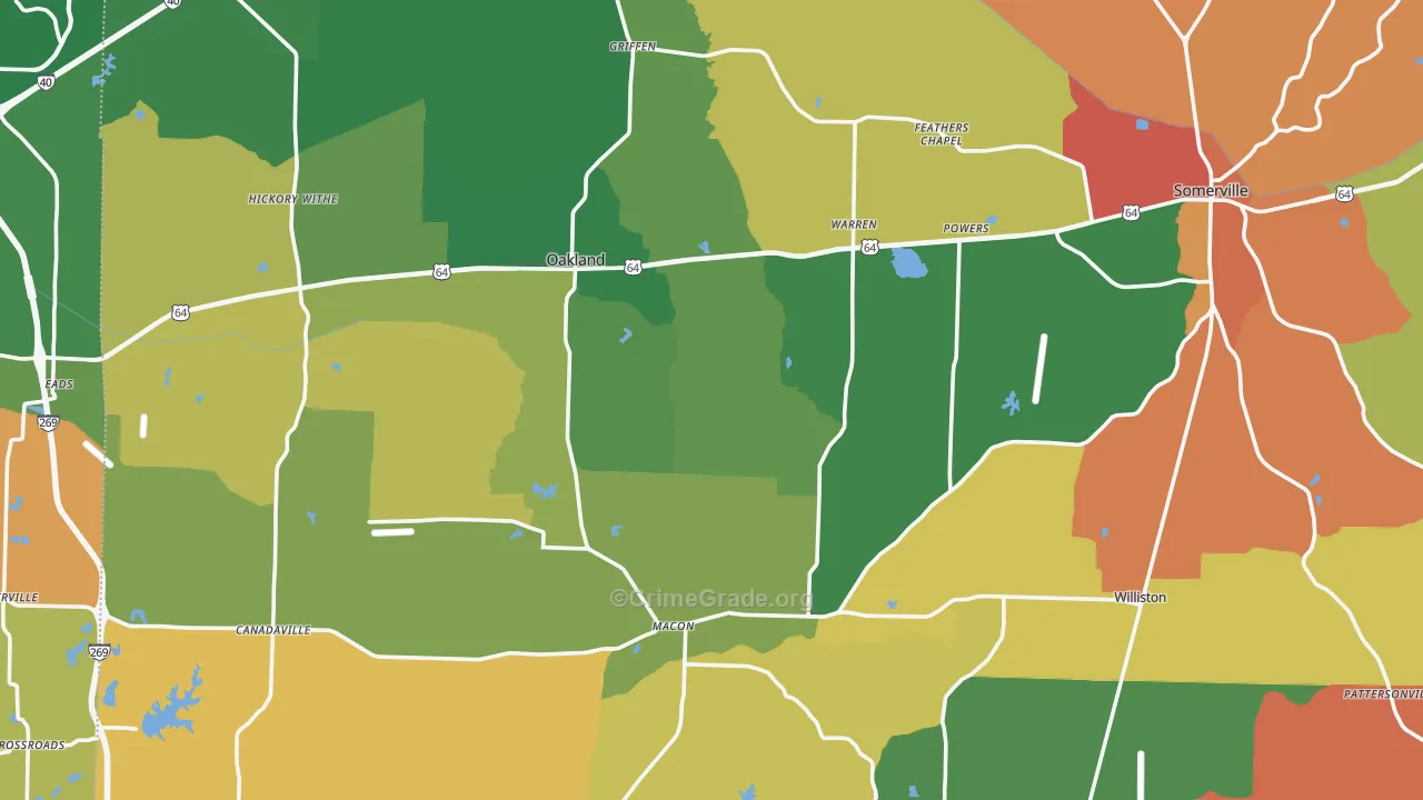 Fayette County, TN Map of Burglary Rates