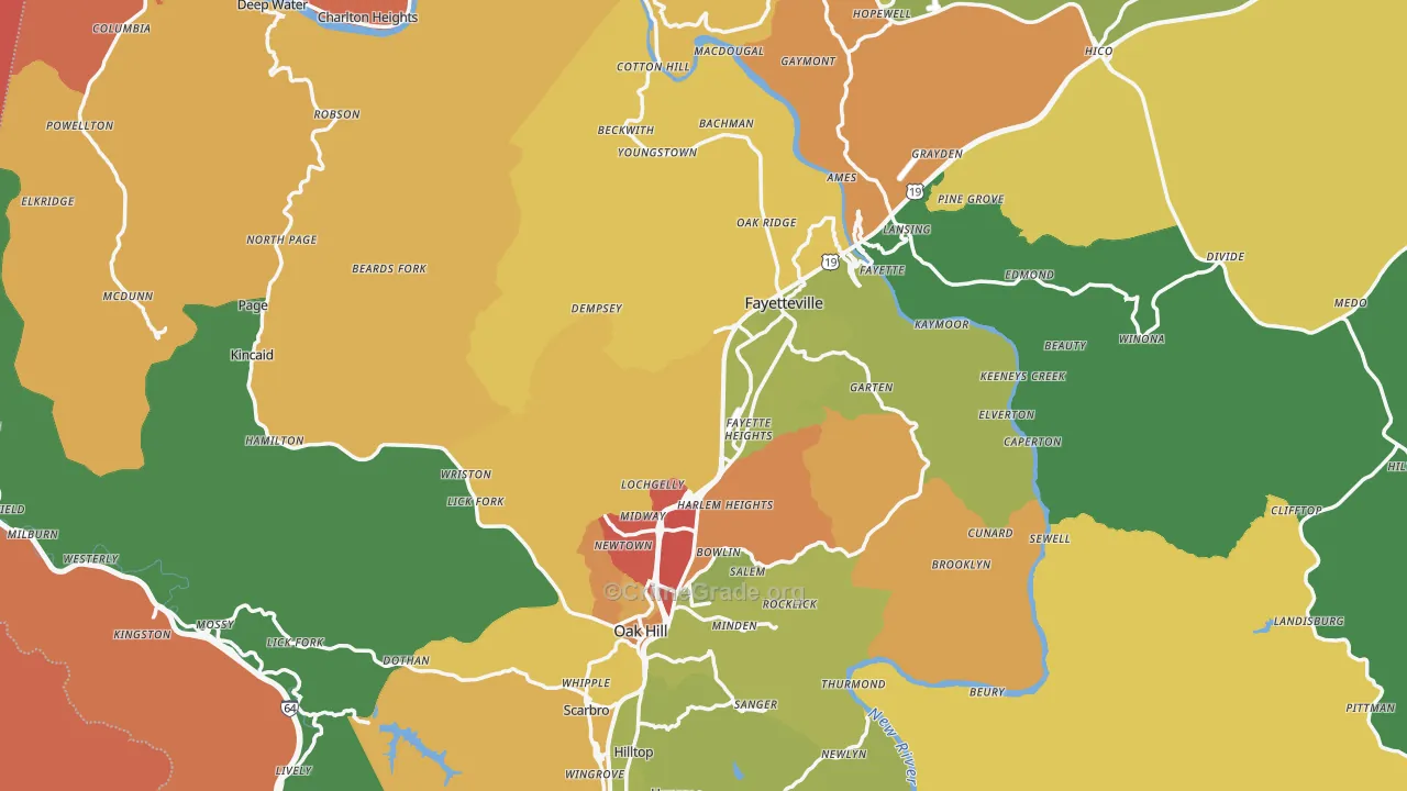 Fayette County, WV Map of Burglary Rates