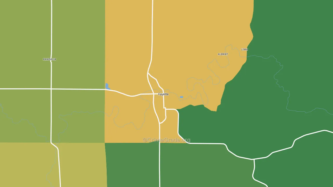 Fayette, IA Map of Burglary Rates