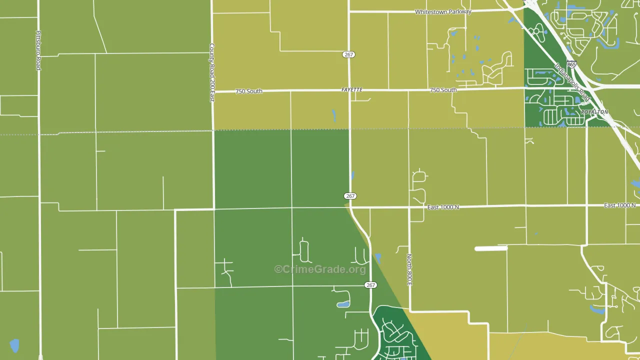 Fayette, IN Map of Burglary Rates