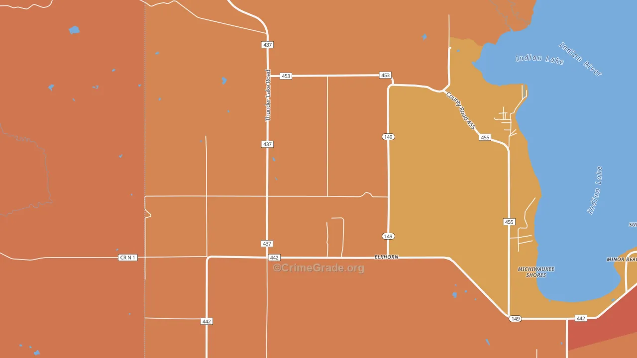 Fayette, MI Map of Burglary Rates