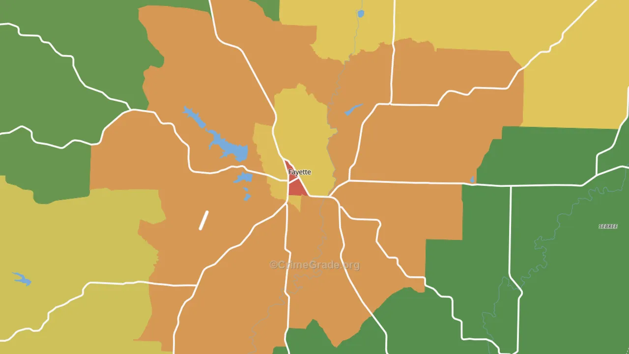 Fayette, MO Map of Burglary Rates