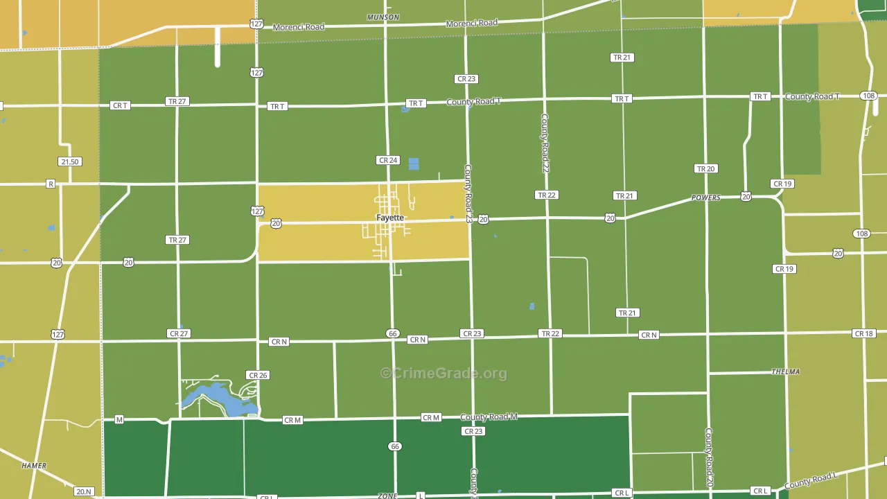 Fayette, OH Map of Burglary Rates