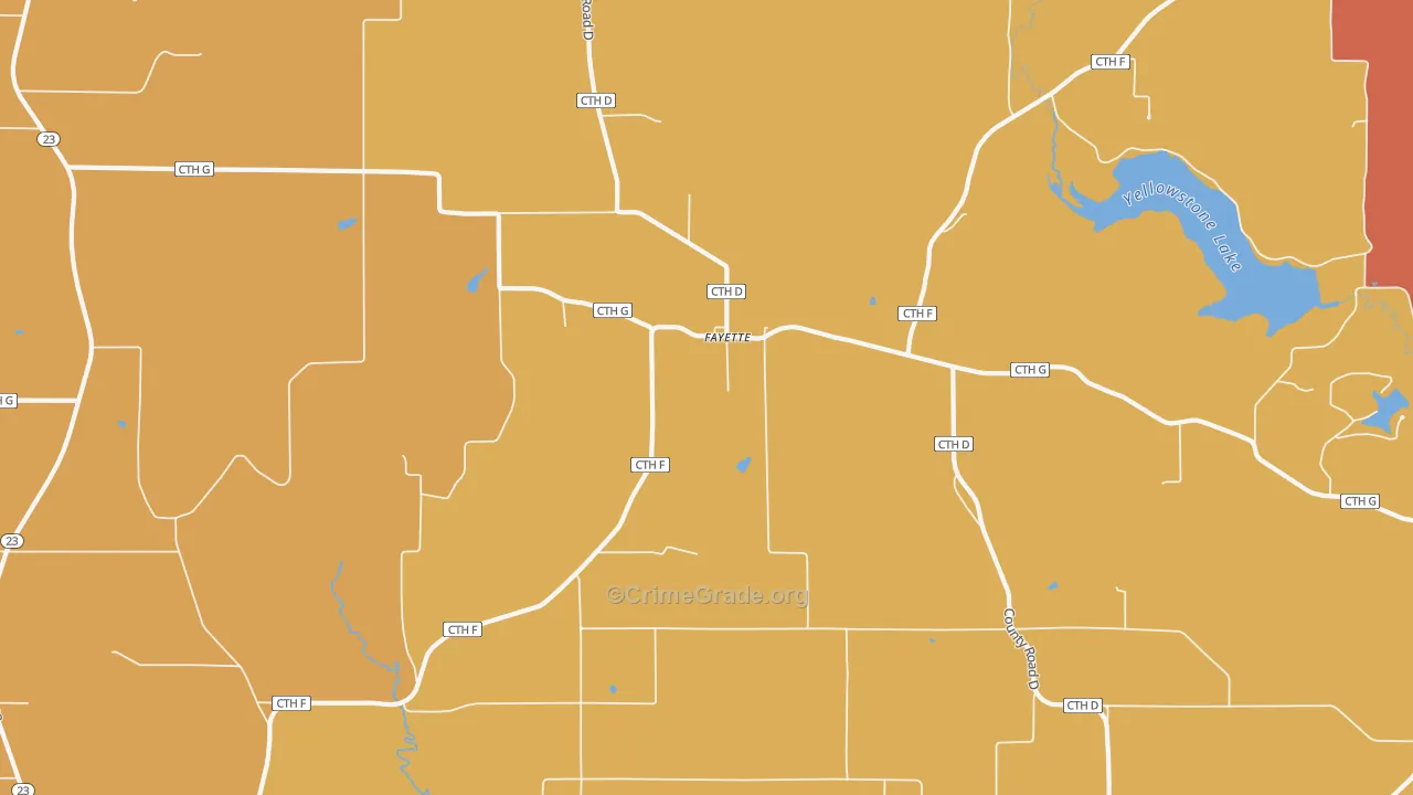 Fayette, WI Map of Burglary Rates