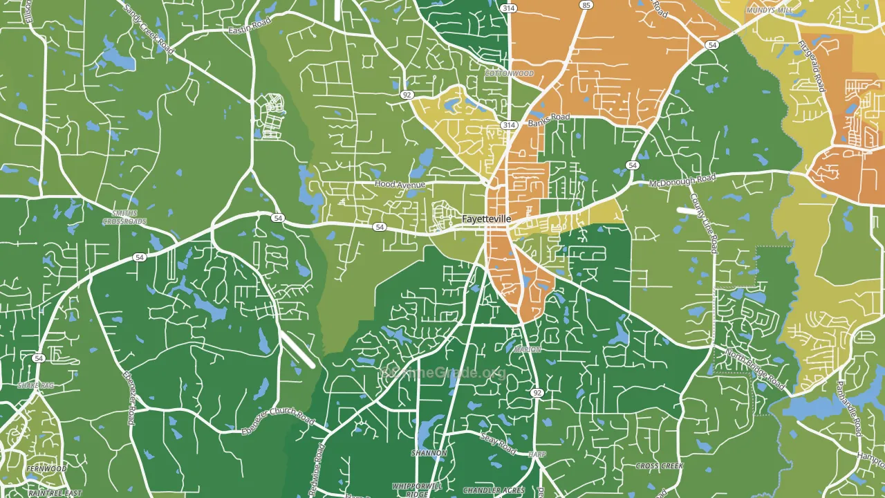 Fayetteville, GA Map of Burglary Rates
