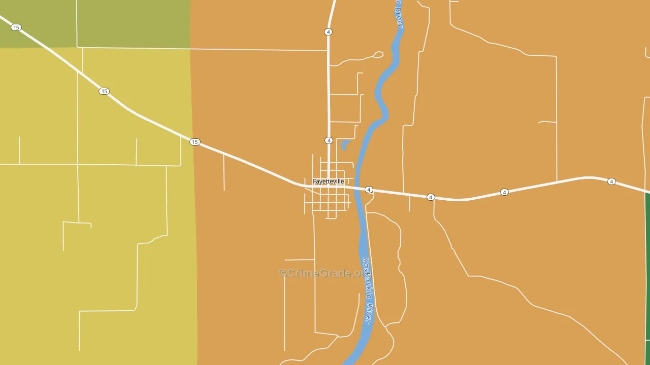 Fayetteville, IL Map of Burglary Rates