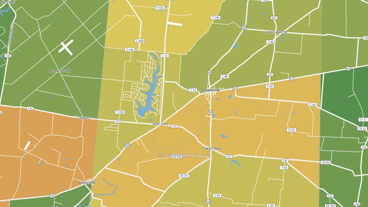 Fayetteville, OH Map of Burglary Rates