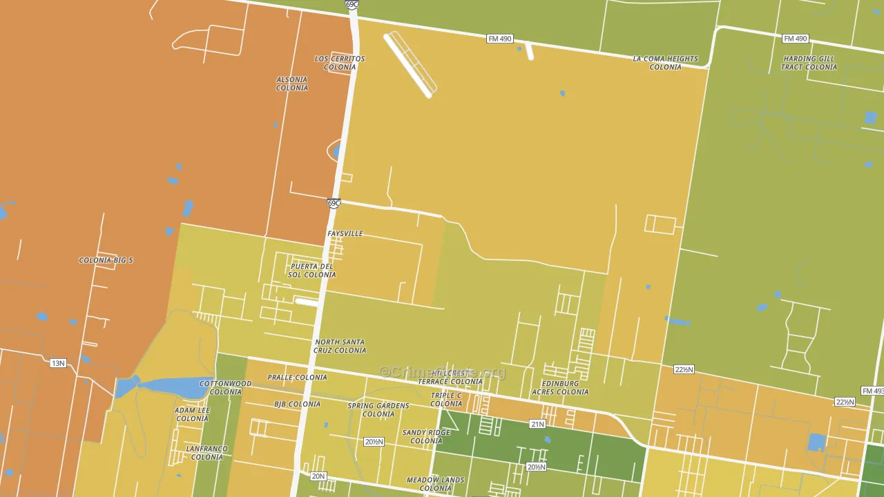 Faysville, TX Map of Burglary Rates