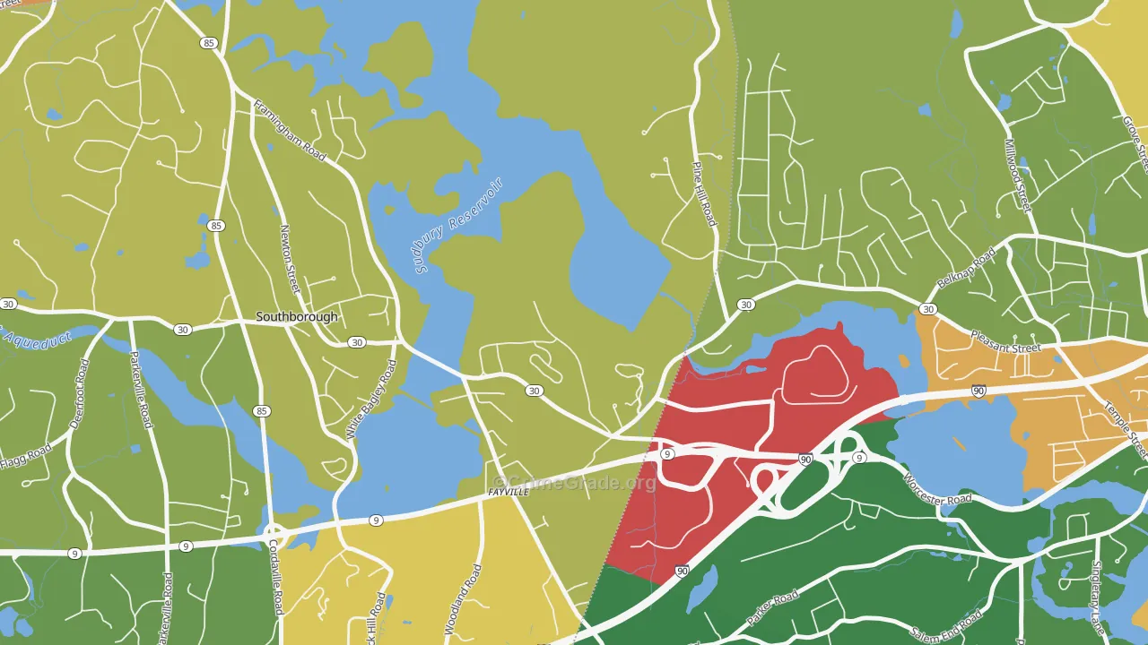 Fayville, MA Map of Burglary Rates