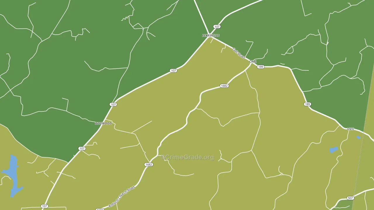 Fearsville, KY Map of Burglary Rates
