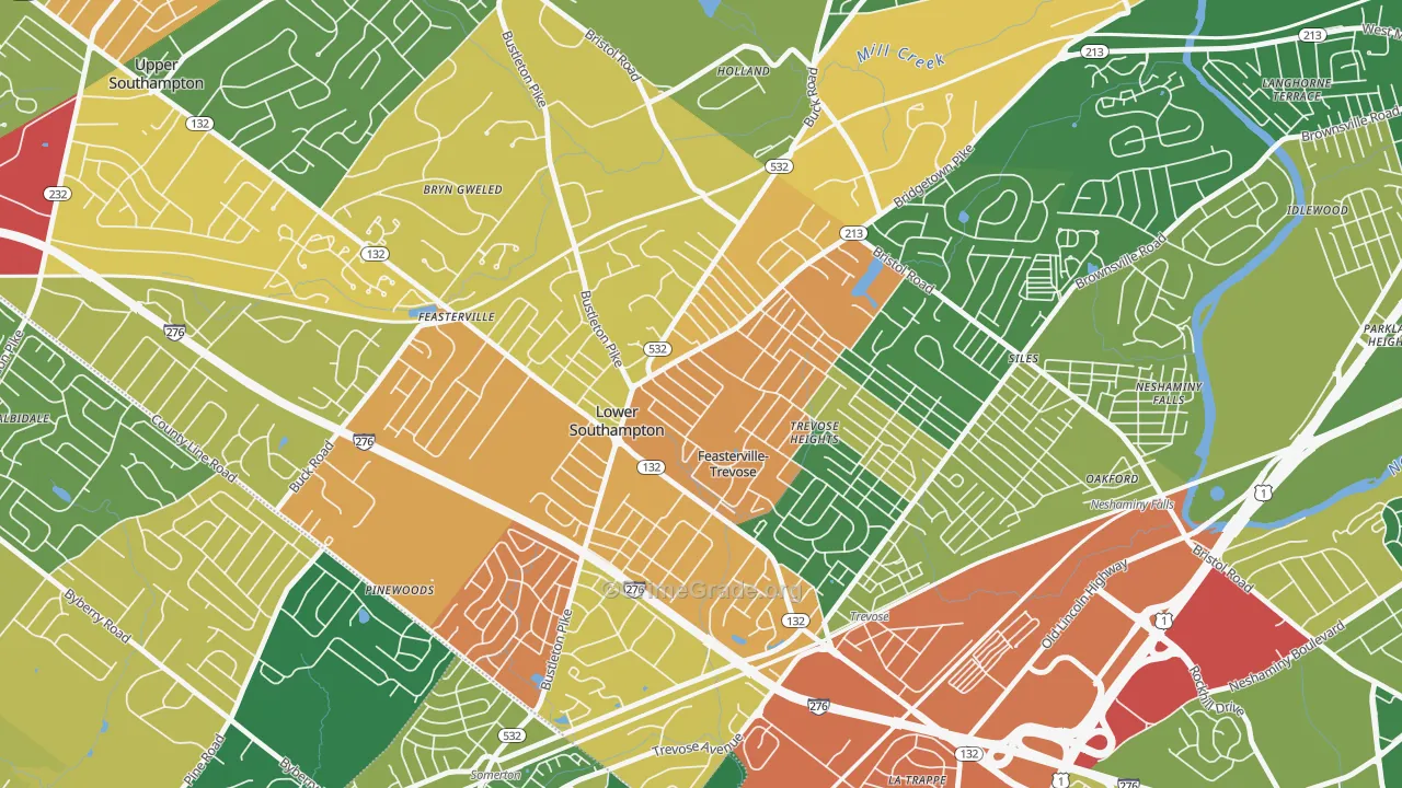 Feasterville, Feasterville-Trevose, PA Map of Burglary Rates