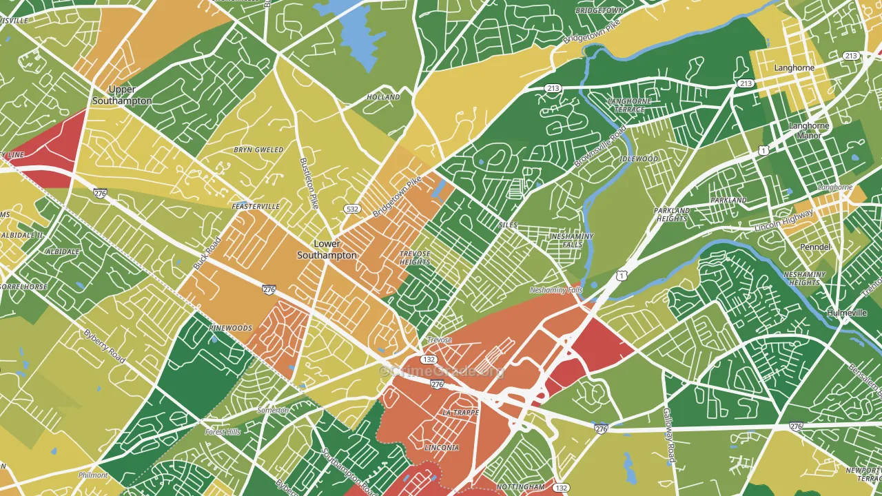 Feasterville-Trevose, PA Map of Burglary Rates